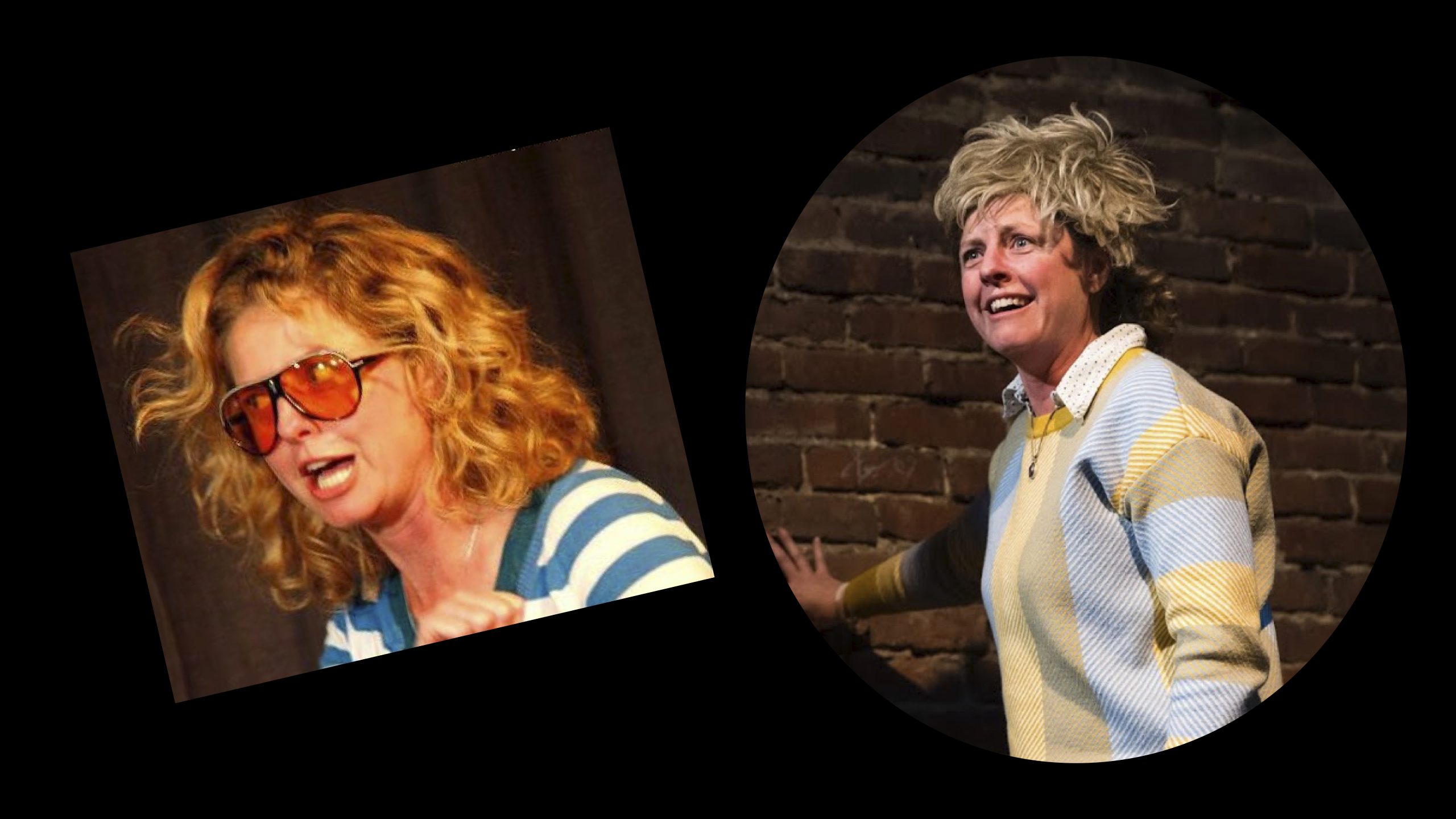 Two photos of Heidi Lynne Weeks doing Improv